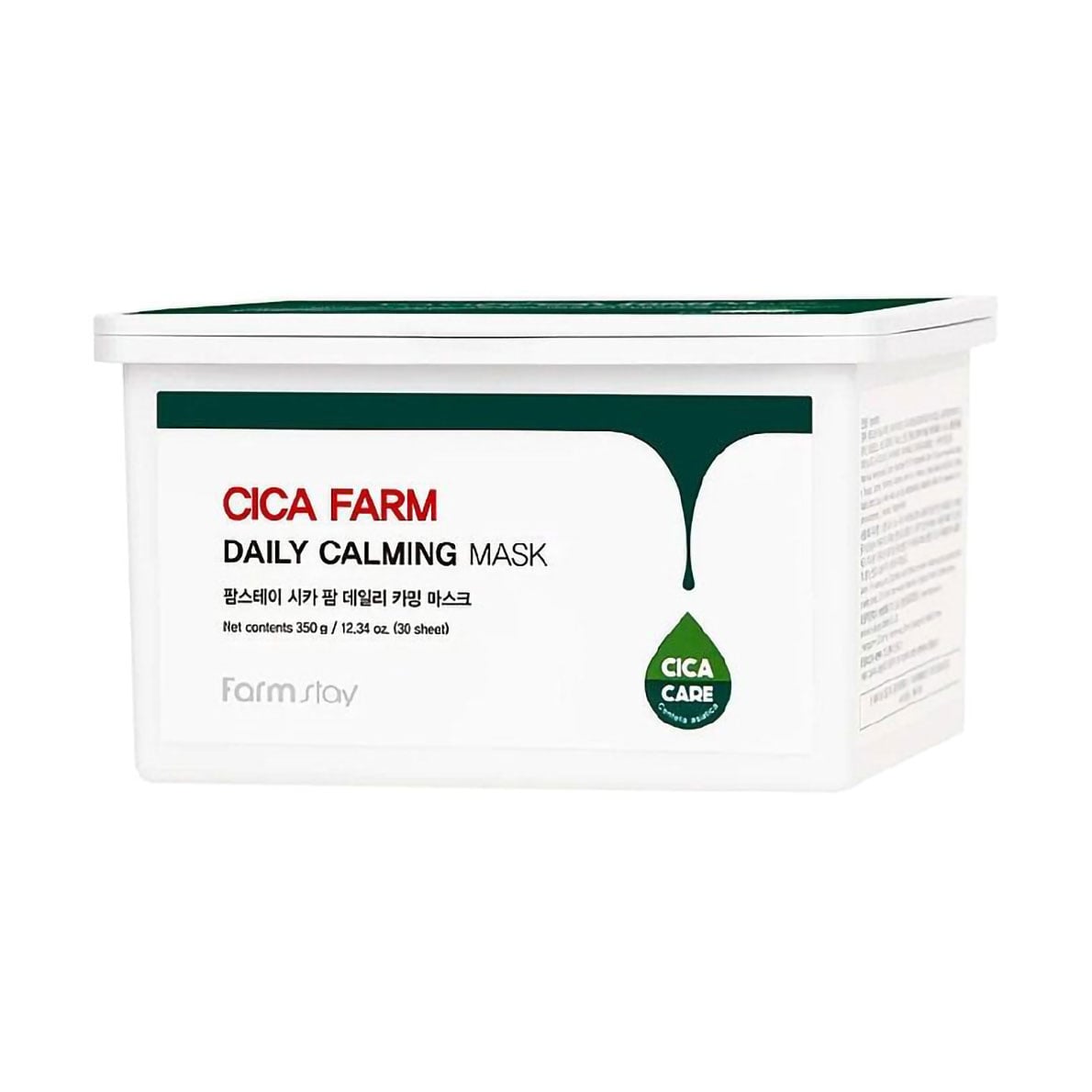 Тканинна маска для обличчя FarmStay Cica Farm Daily Calming Mask з центелою азійською, 350 г, 30 шт