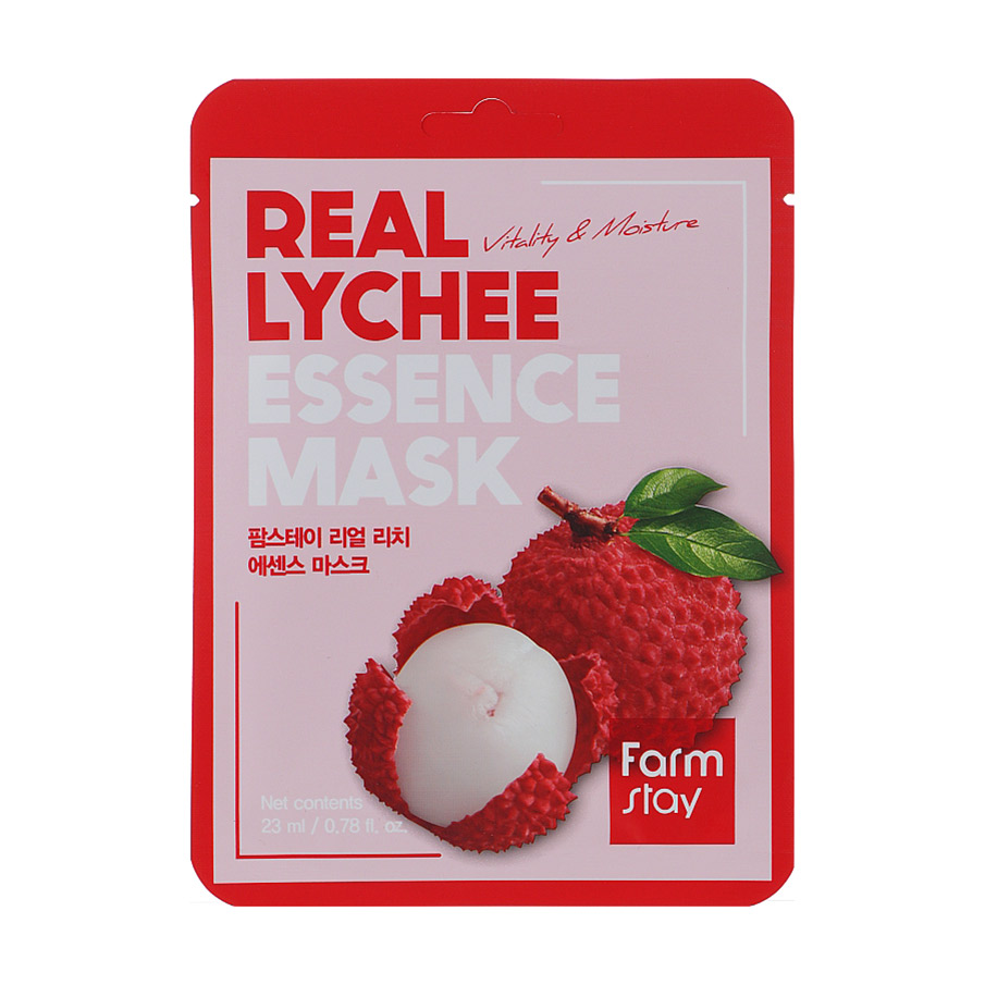 Тканинна маска для обличчя FarmStay Real Lychee Essence Mask з екстрактом лічі, 23 мл